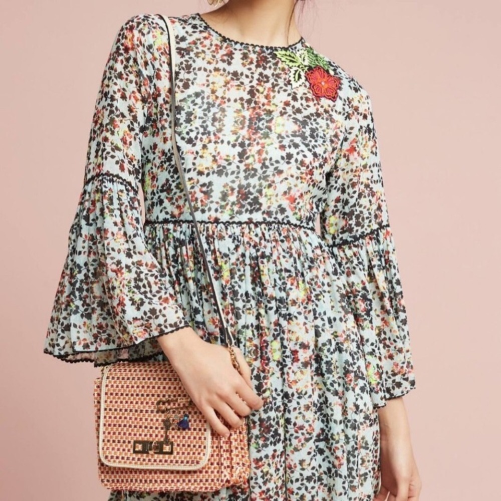 Anthropologie Embroidered Floral Dress